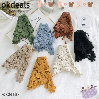 Okdeals ผ้าลูกไม้ คอเสื้อแฟชั่น ขนาดเล็ก ผ้าคลุมไหล่ ผ้าคลุมไหล่ ตกแต่ง ปรับได้ ถอดออกได้