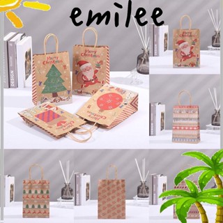 Emilee ถุงกระดาษ ลายเกล็ดหิมะ สําหรับใส่ขนมหวาน ตกแต่งปาร์ตี้คริสต์มาส DIY 5 ชิ้น