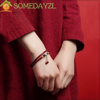 Somedayzl วอร์มิเลียน สีแดง กําไลข้อมือ หรูหรา 2 ชิ้น / เซต ดอกไม้ สไตล์ประจําชาติ เครื่องประดับจัดงานแต่งงาน เพื่อน ของขวัญ ผู้หญิง กําไลข้อมือ