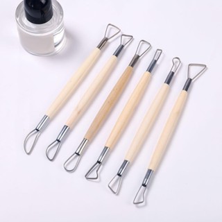 [mibum01eb] เครื่องมือแกะสลัก ด้ามจับไม้ สองด้าน สําหรับงานฝีมือ DIY 6 ชิ้น
