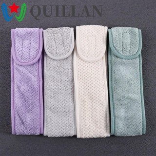 Quillan ที่คาดผม ผ้าฟลีซ ปะการัง ผู้หญิง เครื่องสําอาง แต่งหน้า อาบน้ํา ปรับได้ รัดเกล้า