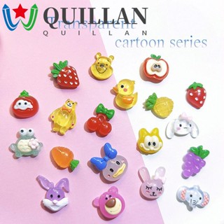 Quillan พลอยเทียมเรซิ่น ลายการ์ตูนเป็ด หมี ผลไม้ 3D สําหรับตกแต่งเล็บผู้หญิง