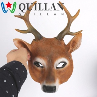 Quillan หน้ากากคอสเพลย์ รูปหัวกวาง แบบครึ่งหน้า พร็อพปาร์ตี้คริสต์มาส สําหรับผู้หญิง