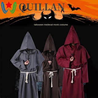 Quillan เสื้อคลุมนักบวช ทรงหลวม พร็อพถ่ายรูป เครื่องแต่งกายคอสเพลย์ผีตาย พร้อมเข็มขัด สําหรับปาร์ตี้ฮาโลวีน