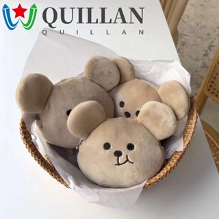 Quillan กระเป๋าสตางค์ กระเป๋าใส่เหรียญ จี้ตุ๊กตาหมี การ์ตูน มีซิป แบบพกพา สําหรับผู้หญิง