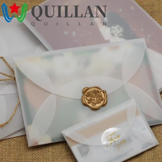 Quillan ซองจดหมาย โปสการ์ดเชิญ กระดาษกึ่งโปร่งใส ลายตัวอักษร สไตล์วินเทจ สําหรับเชิญจดหมาย