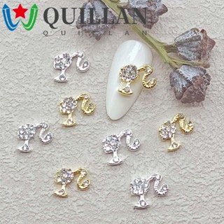 Quillan เครื่องประดับตกแต่งเล็บ โลหะผสม สีเงิน สีทอง สําหรับตุ๊กตาบาร์บี้ DIY 5 ชิ้น ต่อชุด