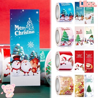 Lilac สติกเกอร์ซีล ลาย Merry Christmas ขนาด 4 ซม.*10 ซม. สําหรับติดตกแต่งกล่องของขวัญ 100 ชิ้น