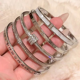 Shopkeepers selection# [romance first] titanium steel non-fading bracelet ins fashion niche all-match light luxury advanced full diamond ring accessories 8.25N