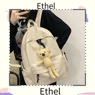 Ethel1 กระเป๋าเป้สะพายหลัง ผ้าไนล่อน ความจุขนาดใหญ่ พร้อมจี้ สําหรับนักเรียน