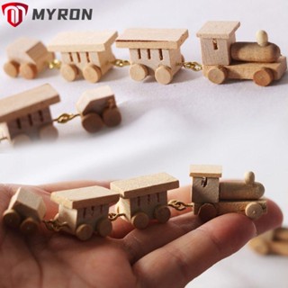 Myron โมเดลรถไฟไม้จําลอง ขนาดเล็ก 1/12 ทนต่อการสึกหรอ สําหรับตกแต่งบ้านตุ๊กตา 2 ชิ้น