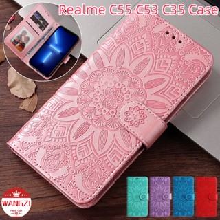 เคสโทรศัพท์มือถือหนัง ฝาพับแม่เหล็ก พร้อมช่องใส่บัตร ตั้งได้ สําหรับ Realme C53 C55 C35 C25Y C25s C25 C21Y C21 C20A C20 C15 C12 C11 Narzo 30A 50 50A Prime