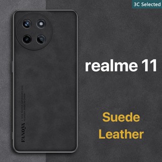 หนังกลับ เคส realme 11 Case สัมผัสที่สบาย ป้องกันลายนิ้วมือ ขอบTPUนุ่ม ป้องกันกล้อง ปกป้องหน้าจอ กันกระแทก oppo realme 11 4g