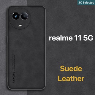 หนังกลับ เคส realme 11 5G Case สัมผัสที่สบาย ป้องกันลายนิ้วมือ ขอบTPUนุ่ม ป้องกันกล้อง ปกป้องหน้าจอ กันกระแทก oppo realme 11 5g