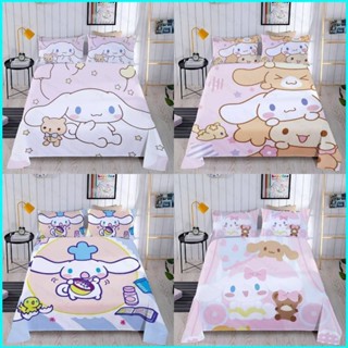 Doly Sanrio Cinnamoroll 3in1 ชุดเครื่องนอน ผ้าปูที่นอน ปลอกหมอน ผ้านวม ห้องนอน หอพัก ล้างทําความสะอาดได้