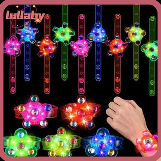 Lullaby สร้อยข้อมือไฟไจโร พลาสติก LED หมุนได้ 12 ชิ้น อุปกรณ์เสริมฮาโลวีน ของเล่นสําหรับเด็ก