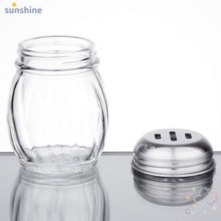 Ssunshine ขวดแก้วใส่เครื่องปรุงรส เกลือ สามรู 3.7 นิ้ว 2 ชิ้น