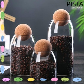 Pista โหลแก้วเก็บอาหาร พร้อมฝาจุกไม้คอร์ก สําหรับใส่ชา กาแฟ น้ําตาล ใช้ในครัวเรือน