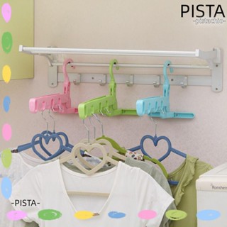 Pista ไม้แขวนเสื้อ ไม้แขวนเสื้อ ABS ราวตากผ้า ประหยัดพื้นที่ แบบพกพา พับได้ จัดระเบียบตู้เสื้อผ้า ในร่ม