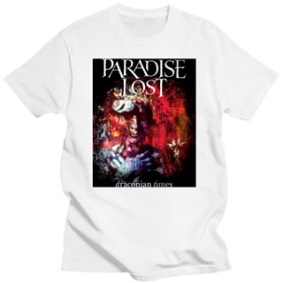 เสื้อยืด พิมพ์ลายโลโก้ Paradise Lost Draconian Times ขนาดใหญ่ สีดํา สําหรับผู้ชาย