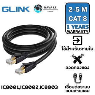 COINSคืน15%⚡FB9JMZV6⚡ GLINK IC8001 2M IC8002 3M IC8003 5M IC8001 20M CAT8 LAN CABLE สายแลน ประกันศูนย์ 1ปี