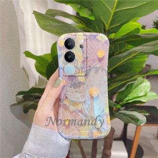 ใหม่ เคสโทรศัพท์มือถือแบบนิ่ม กันกระแทก ลายดอกไม้ ภาพวาดโรแมนติก แฟชั่น สําหรับ VIVO V29 V27 V25 Pro Y76 X90 X80 Pro 5G 2023