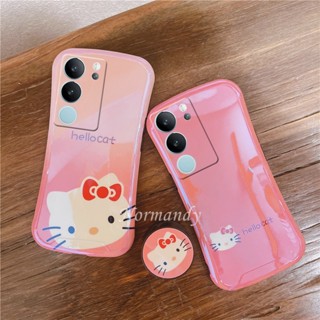 ใหม่ เคสโทรศัพท์มือถือแบบนิ่ม กันกระแทก ลายการ์ตูนเฮลโลคิตตี้ ฮีโร่ ฟงก์ พร้อมขาตั้ง แฟชั่น สําหรับ VIVO V29 V27 V25 Pro Y76 X90 X80 Pro 5G 2023