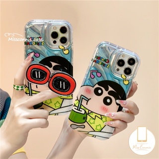 เคสโทรศัพท์มือถือ Tpu นิ่ม กันกระแทก ลายการ์ตูนชินจังตลกน่ารัก พร้อมช่องใส่บัตร สําหรับ IPhone 11 13 14 12 Pro MAX 7Plus XR X 6 7 6S 8 Plus XS MAX SE 2020