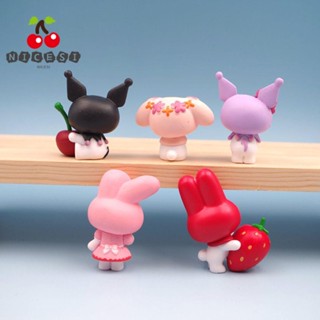 Nicesi ตุ๊กตาฟิกเกอร์ อนิเมะ Kuromi My Melody Pink Bows น่ารัก ของขวัญ ของเล่นสําหรับเด็ก 5 ชิ้น