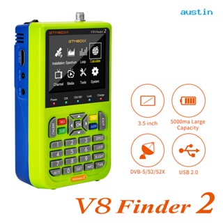 [AY]V8 Finder 2 เครื่องค้นหาดาวเทียม DVB-S2X S2 S HD หน้าจอ 3.5 นิ้ว 4000mAh ในตัว ปรับความแข็งแรงสัญญาณ สําหรับจานนั่ง