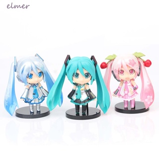 Elmer โมเดลฟิกเกอร์ PVC รูป Miku Hatsune Action Figures น่ารัก อุปกรณ์เสริม สําหรับตกแต่งรถยนต์