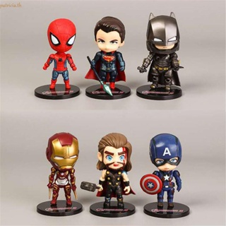 Patricia โมเดลฟิกเกอร์ อนิเมะ Avengers Iron Spiderman Captain America ของเล่นสําหรับเด็ก 6 ชิ้น ต่อชุด