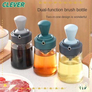 Clever ขวดจ่ายน้ํามันมะกอก พลาสติก พร้อมแปรงซิลิโคน แบบพกพา 3 สี 2 In 1