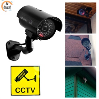 【IS】กล้องวงจรปิดรักษาความปลอดภัย Cctv ปลอม พร้อมไฟ LED กันน้ํา สําหรับกลางแจ้ง