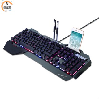 【IS】คีย์บอร์ดเล่นเกม แบบใช้สาย พร้อมไฟ RGB หลากสี สําหรับแล็ปท็อป พีซี เกมเมอร์