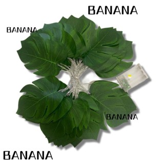 Banana1 สายไฟหิ่งห้อย LED รูปใบปาล์มปลอม สไตล์ฮาวาย สําหรับแขวนตกแต่งผนังห้อง