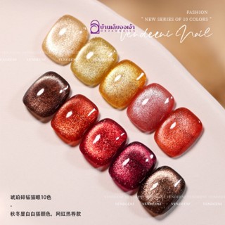 NailsFC Vendeeni cat eye  เซ็ทสีลูกแก้วแคทอาย 10สี แถมชาร์ต รหัสM1