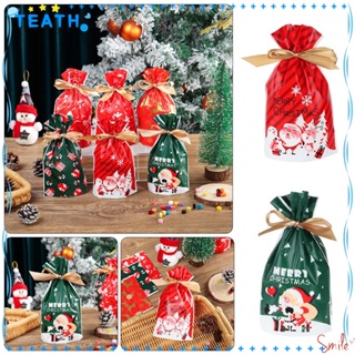 Teath ถุงของขวัญ ลาย Happy year Merry Christmas DIY สําหรับใส่อาหาร ตกแต่งปาร์ตี้คริสต์มาส 50 ชิ้น