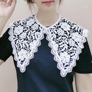 San* ปลอกคอลูกไม้ปลอม กลวง เย็บปักถักร้อย คอเสื้อถอดออกได้ เวนิส ลูกไม้