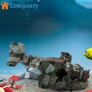 Lumiparty เครื่องบินจําลองเรซิ่น สําหรับตกแต่งตู้ปลา