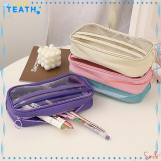 Teath Kawaii กระเป๋าดินสอ กระเป๋าเครื่องเขียน ผ้าแคนวาส ใส น่ารัก จุของได้เยอะ สําหรับเด็กผู้หญิง