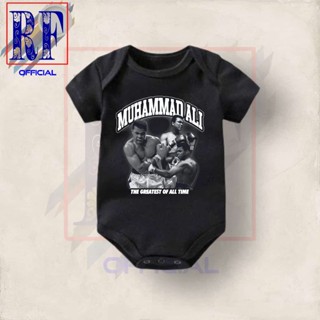 Hitam ชุดจั๊มสูทรอมเปอร์ แขนสั้น ลาย MUHAMMAD ALI MMA BOXING สําหรับเด็กอายุ 0 1 2 3 4 5 6 7 8 9 10 11 12 เดือน ถึง 1 ปี