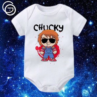 Chucky BABY JUMPER เสื้อยืดลําลอง แขนสั้น พิมพ์ลายภาพยนตร์สยองขวัญ VINTAGE สําหรับเด็กทารกอายุ 0-12 เดือน ถึง 1 ปี 1 2 3 4 5 6 7 89 10 11 12 เดือน