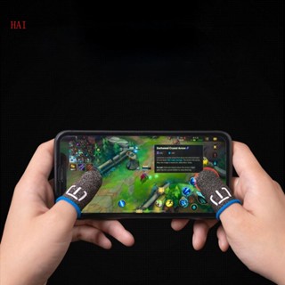 Hai ปลอกสวมนิ้วมือ เส้นใยนําไฟฟ้า กันเหงื่อ สําหรับเล่นเกมมือถือ 1 คู่