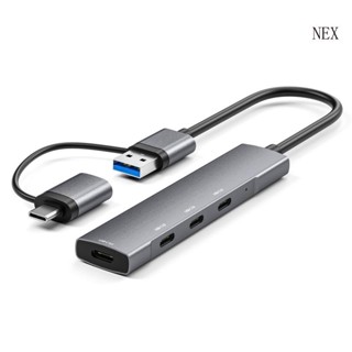 Nex ฮับ USB C พร้อม 4 พอร์ต USB C Type C อะแดปเตอร์หลายพอร์ต USB C Splitter สําหรับแล็ปท็อป