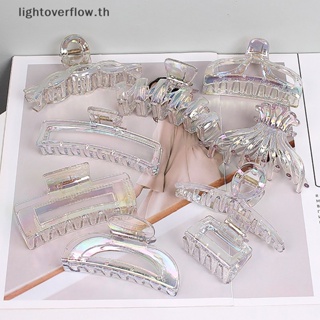 [lightoverflow] กิ๊บติดผม พลาสติกใส หรูหรา ความเรียบง่าย สีสันสดใส เครื่องประดับผมแฟชั่น [TH]