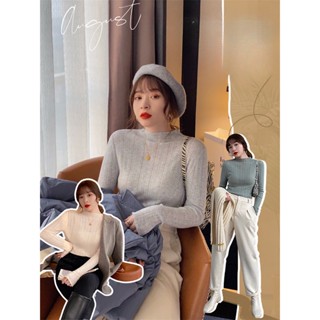 เสื้อแขนยาว เสื้อแขนยาว ไหมพรม ใหม่ เสื้อกันหนาว คอเต่า ผ้าถัก แบบบาง แฟชั่นฤดูใบไม้ผลิ และฤดูใบไม้ร่วง และฤดูหนาว สําหรับผู้หญิง 2023