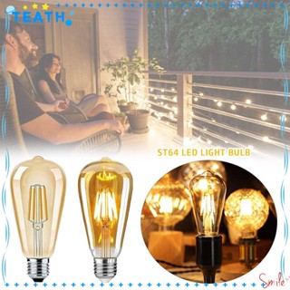 Teath หลอดไฟคริสตัล LED 2W 4W 6W 8W E27 ST64 ST64 สีเหลืองอบอุ่น สําหรับตกแต่งบ้าน