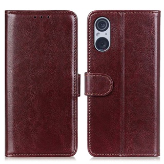 เคสหนัง PU นิ่ม กันกระแทก พร้อมช่องใส่บัตร ขาตั้ง สําหรับ Sony Xperia 5 V Xperia5V 5V Sony5V