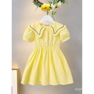 Girls dress summer new cotton doll collar Princess dress short sleeve casual western style dress factory direct sales YJNS